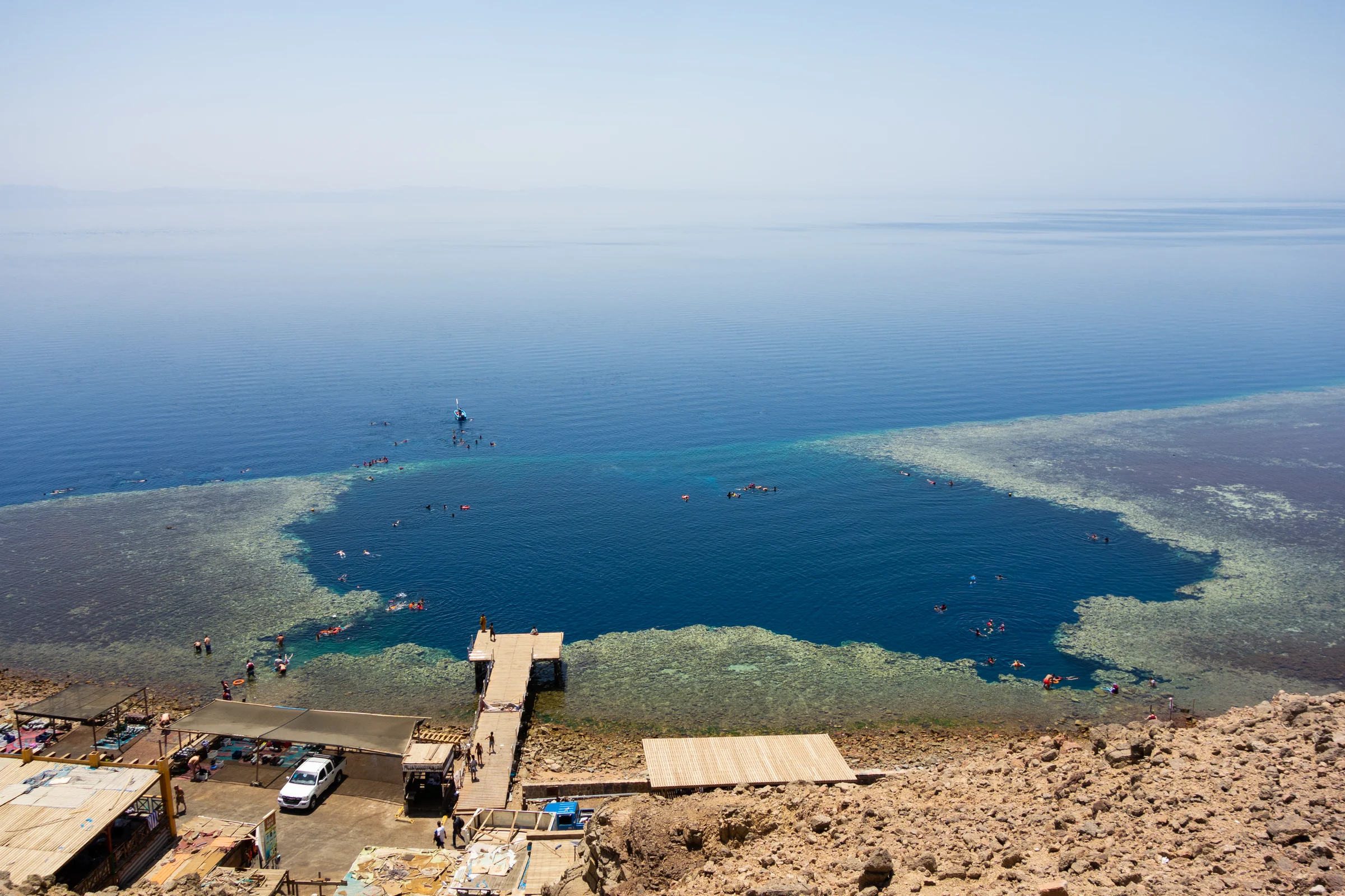 The Blue Hole and coastline near Dahab