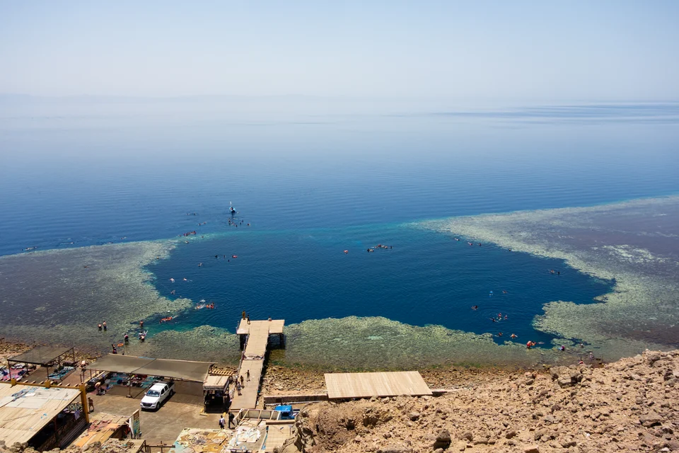 The Blue Hole and coastline near Dahab
