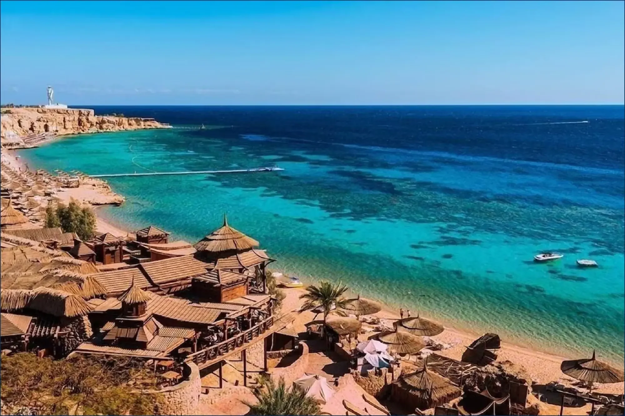 Turquoise Red Sea coastline in Sharm El Sheikh