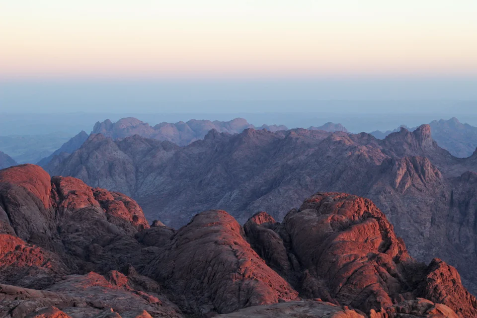 Sunrise over the mountains of Sinai